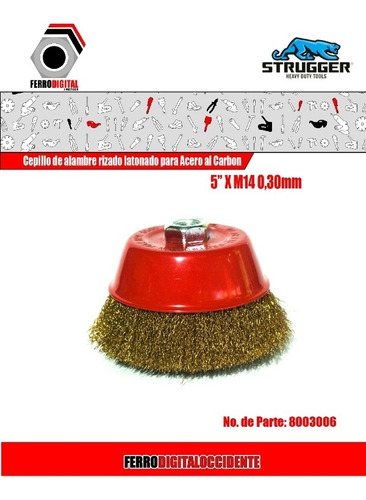 Imagen 2 de 4 de Cepillo De Alambre Tipo Taza 5xm14 Acero Latonado