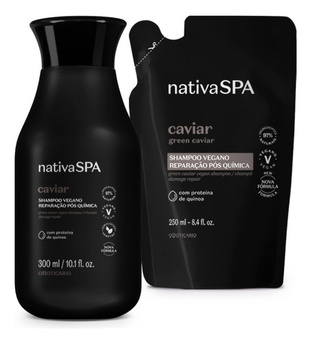  Kit Nativa Spa Caviar: Shampoo 300ml + Refil 250ml