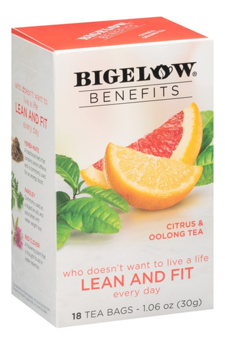 Té Cítrico Bigelow Benefits Citrus Oolong Lean Fit 18 Bolsas