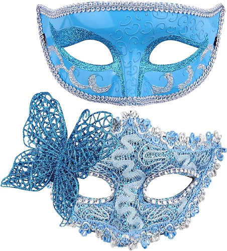 Juego Mascaras Para Parejas Veneciana Plastico Para Disfraz