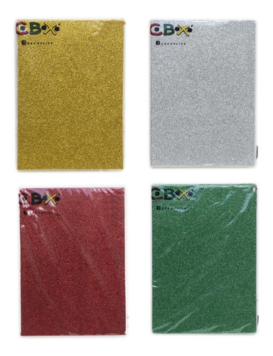 Imagen 7 de 9 de Goma Eva Autoadhesiva Glitter Brillo Cbx A4 X 10 Unidades