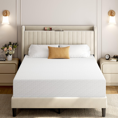 Colchón Queen 30 Cm 3 Capas Espuma Viscoelástica Gel Té Verd