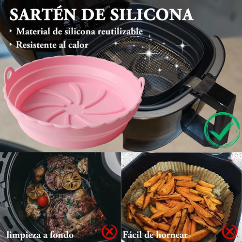 2 Piezas Silicona Freidora De Aire 20cm Bandeja Reutilizable