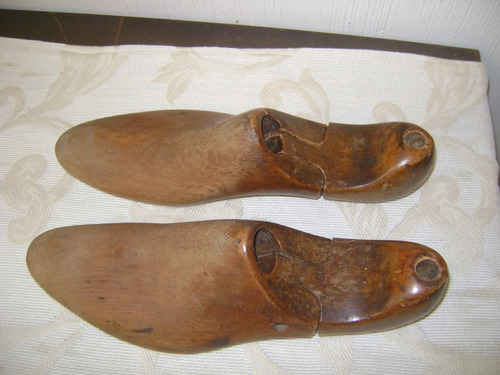 Antiguo Par De Hormas De Zapatos De Madera 28,3 Cm De Largo