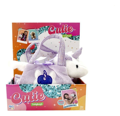 Pelúcia Com Bolsinha Cutie Hangbags Roxa - Multikids