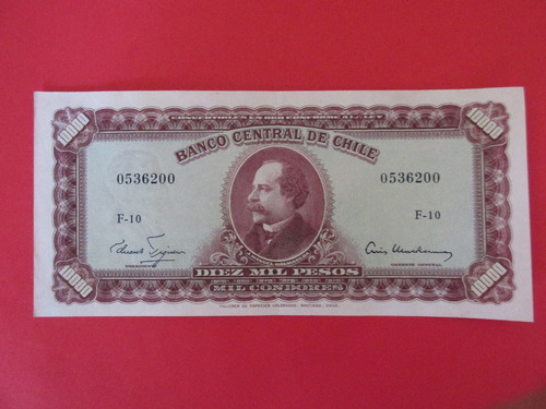 Billete Chile 10.000 Pesos Firmado Figueroa-mackenna 1958