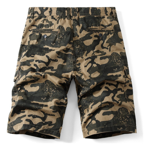 Bermudas Tipo Cargo De Verano Para Hombre De Algodón Militar