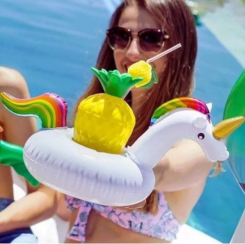 Imagen 4 de 4 de Posa Vaso Inflable Pileta Bebida Unicornio Pato Flamenco