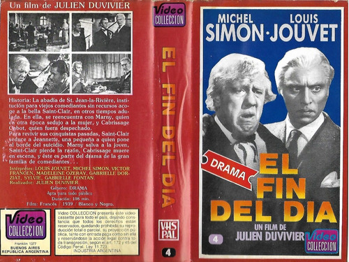 El Fin Del Dia Vhs Louis Jouvet Victor Francen Michel Simon