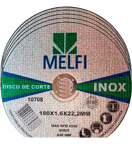 50 Disco Corte Aço Inox Extra Fino 7  Ou 180 X 1,6 X 22,23