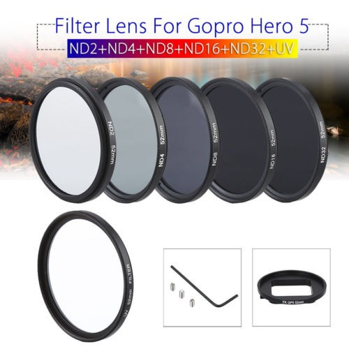 Gopro Accesorios Filtros 6pcs Fijado Para Gopro Hero 5 Caja 
