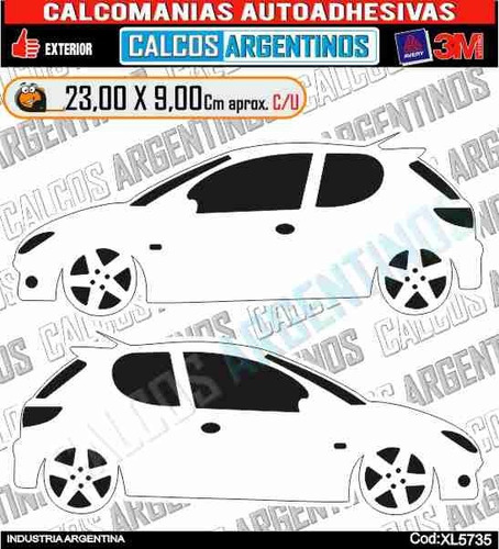 Stikers/calcomanias Vinilo De 1 Marca Peugeot 206 Xl5735