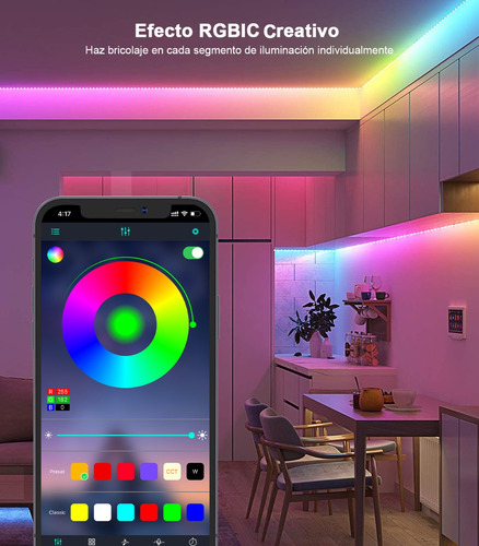Imagen 3 de 8 de Tiras De Luz Led 15m Arcoíris Rgbic Smart Luzes App Control