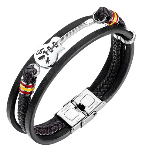 Punk Guitarra Pu Cuero Pulsera Regalo Gótico Para Novio