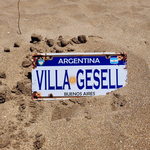 Cartel Chapa Villa Gesell Argentina Vintage Apto Exterior