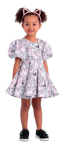 Vestido Infantil Rosa Bichos Mon Sucré Friendly 22310 B.e.