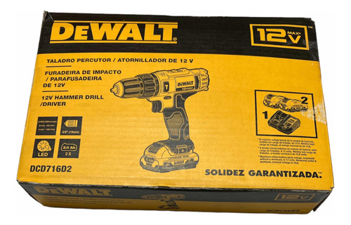 Taladro Percutor Atornillador Dewalt 12v 2 Baterías Cargador