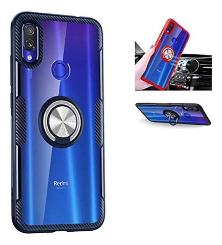 Xiaomi Redmi Note 7 Funda, 360° Rotación Anillo