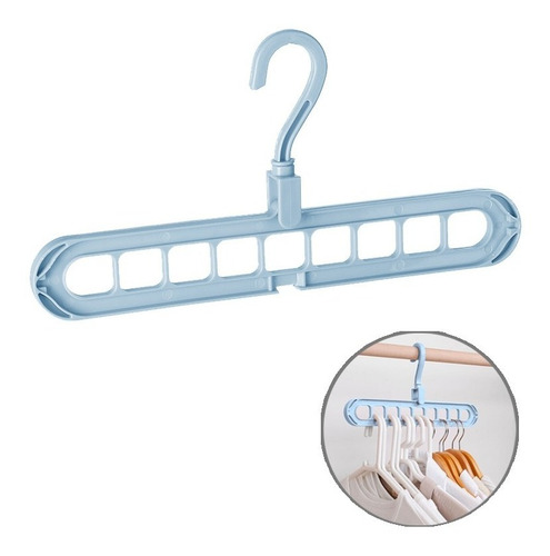 2 Ganchos Multiple Organizador Ahorrador Espacio Para Ropa Color Celeste