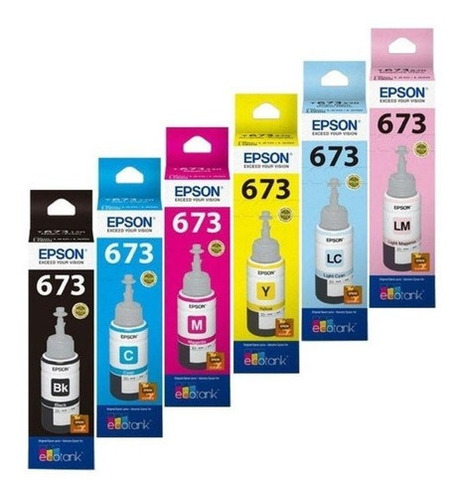 Kit Com 6 Refis De Tinta Epson 673 Original L800 L805 L810 