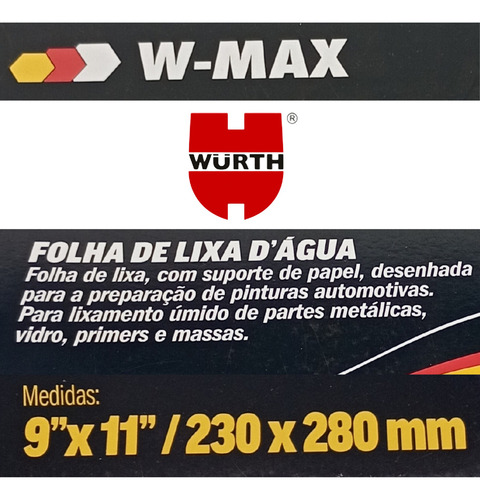 Lixa Dagua Grão 400 Wurth Kit Com 25un Original Importado