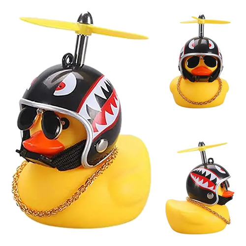 Pato Patinho Capacete Hélice Óculos Buzina Moto Carro Bike