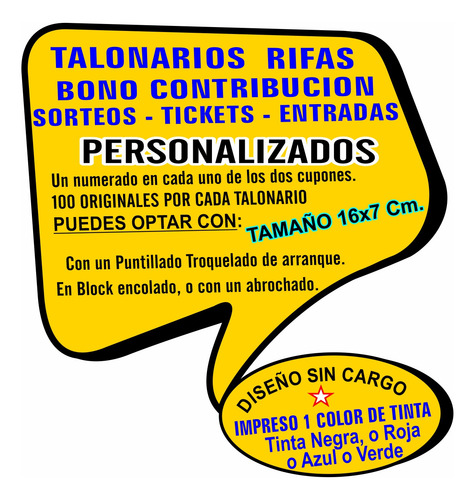 5 Talonarios Rifas Personalizos 500 Numeros, Troquelado 16x7