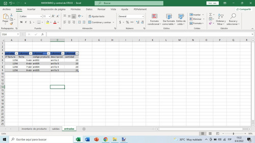 Inventario Y Control De Stock Plantilla Excel
