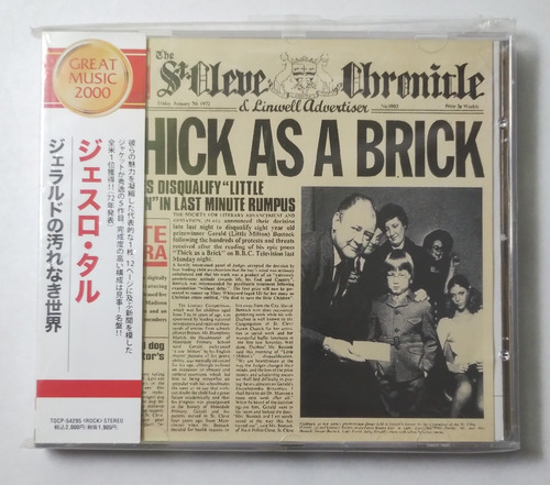 Jethro Tull Cd  Thick As Brick  Japonés, Nuevo 