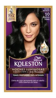 Kit Tinte Wella Koleston Coloración en crema tono 10 negro infinito para cabello