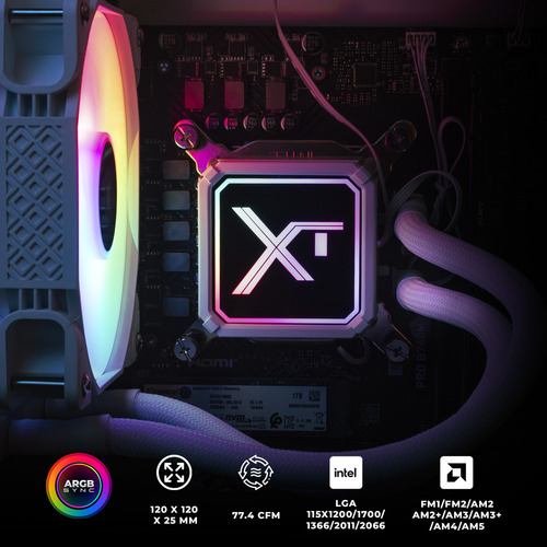 Enfriamiento Liquido Xtreme Pc Gaming Aqua Force 120mm Argb 800-2200 Rpm Blanco