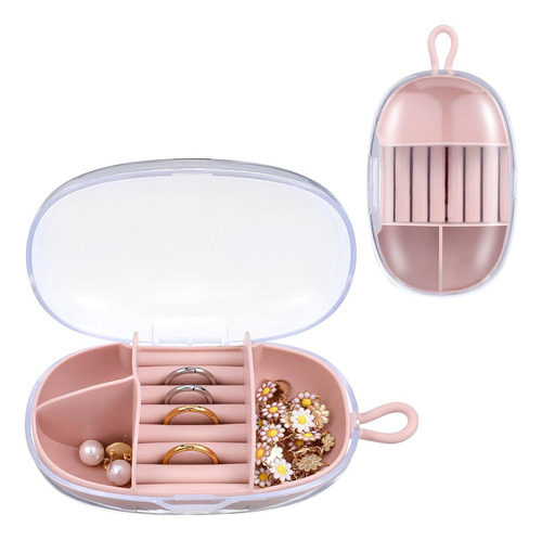 Joyero De Viaje Rosa Portátil Mini Estuche De Viaje, Soporte