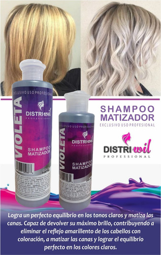 Imagen 6 de 8 de Shampoo Matizador Violeta Distriwil Professional X250ml