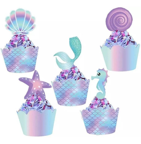 Cake Topper Sirena Adorno Para Pastel Sirenita Cupcakes