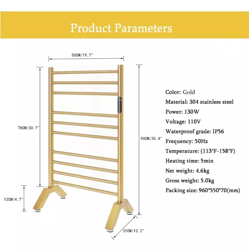 Calentador De Toallas Electrico Dorado, Toallero Calentado D