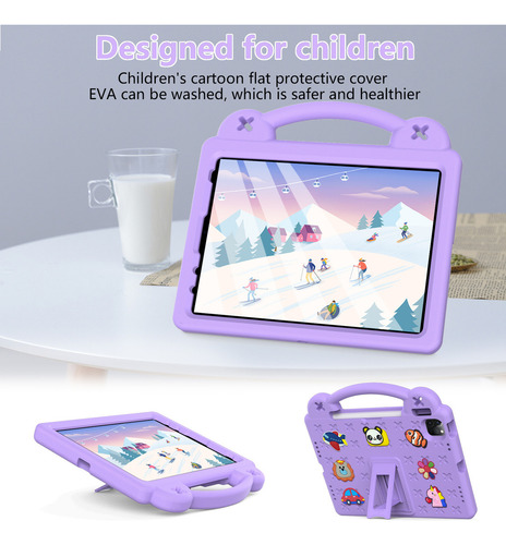 Capa Portátil Infantil Com Slot Para Caneta Para iPad Mini 6 Cor Azul Céu