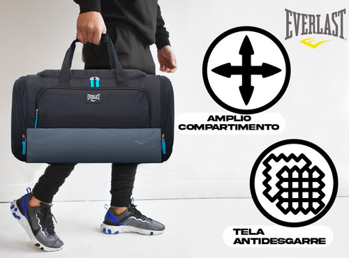 Imagen 3 de 10 de Bolso Everlast Grande Correa Desmontable Gym Envios 26219
