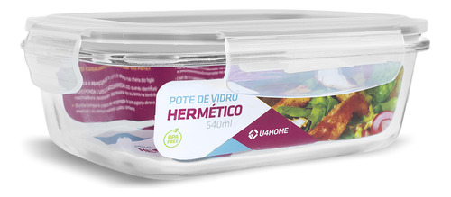 Pote Vidro Hermético Marmita Tampa Plástico Alimentos 640ml Cor Branco (qh)