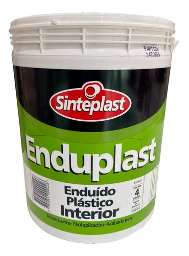 Enduplast: Enduido Plástico Interior 4 Litros. Sinteplast