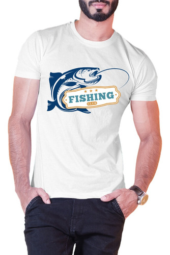 Playera De Pesca Deportiva Fishing Club Personalizada Blanca