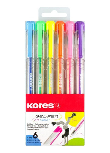 Bolígrafos Kores De Gel De Colores Neon K11  Estuche 6 Unid 