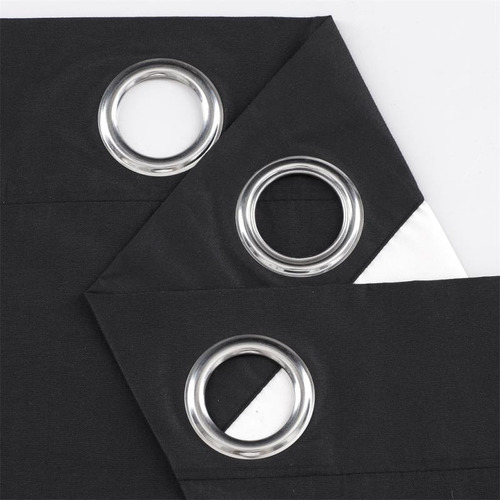 Cortina Blackout Textil Con Argollas Bloquea 100% Luz Negro