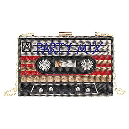 Van Caro Retro Cassette Tape Purse Rhinestone Box Pfbxd