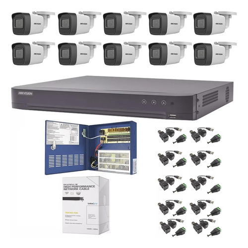 Kit Circuito Cerrado Hikvision 10 Cámaras 5mp DVR 16 Canales BNC Sin disco duro