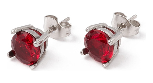 Hermosos Aretes Con Cristal Rojo De Acero Inoxidable