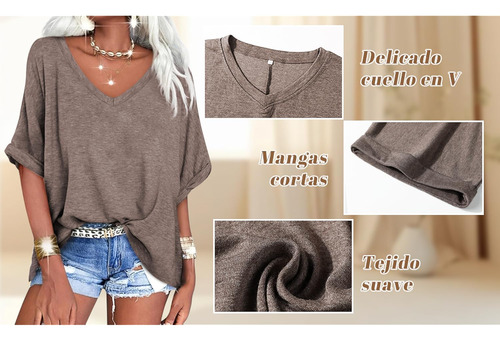 2025 Camiseta De Mujer Casual Con Cuello En V Top Verano