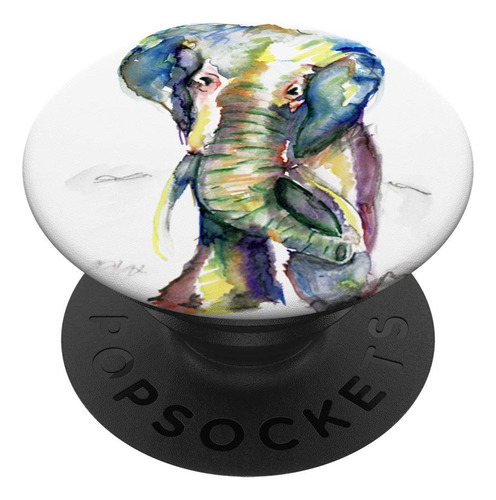 Pintura Colorida Acuarela Elefante  Popsockets Grip Soporte