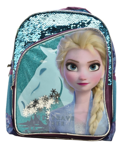 Mochila Frozen Elsa Con Lentejuela Be Brave Be Fre Be You Kinder 159691 Ruz 