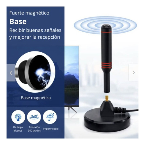 Antena Digital Actva Tda Tv Full Hd Señal 360o Con Imán