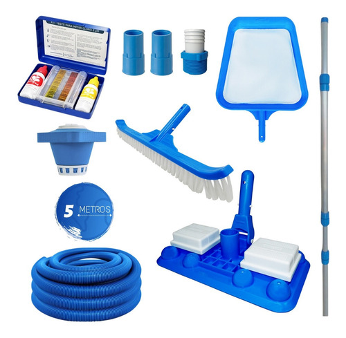 Kit Limpeza Para Piscina Aspirador Cabo 5 Metros Mangueira